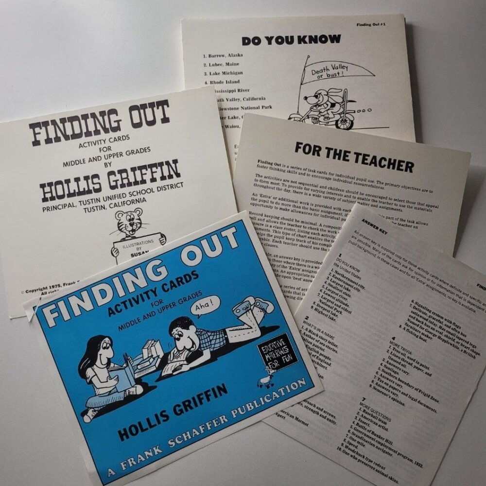 1975 Finding Out Activity Cards Teacher Curriculum‎ Hollis Griffin Education Fun